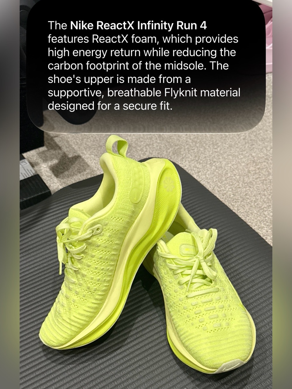 Nike React Infinity Run 4 Sneakers in Volt Yellow size 8 Men’s or 9.5 Women’s